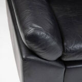 Vintage black leather 2-seater sofa from the 70s by Edelhard Harlis – 180 cm