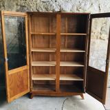 Glass bookcase with compass feet - vintage 1960