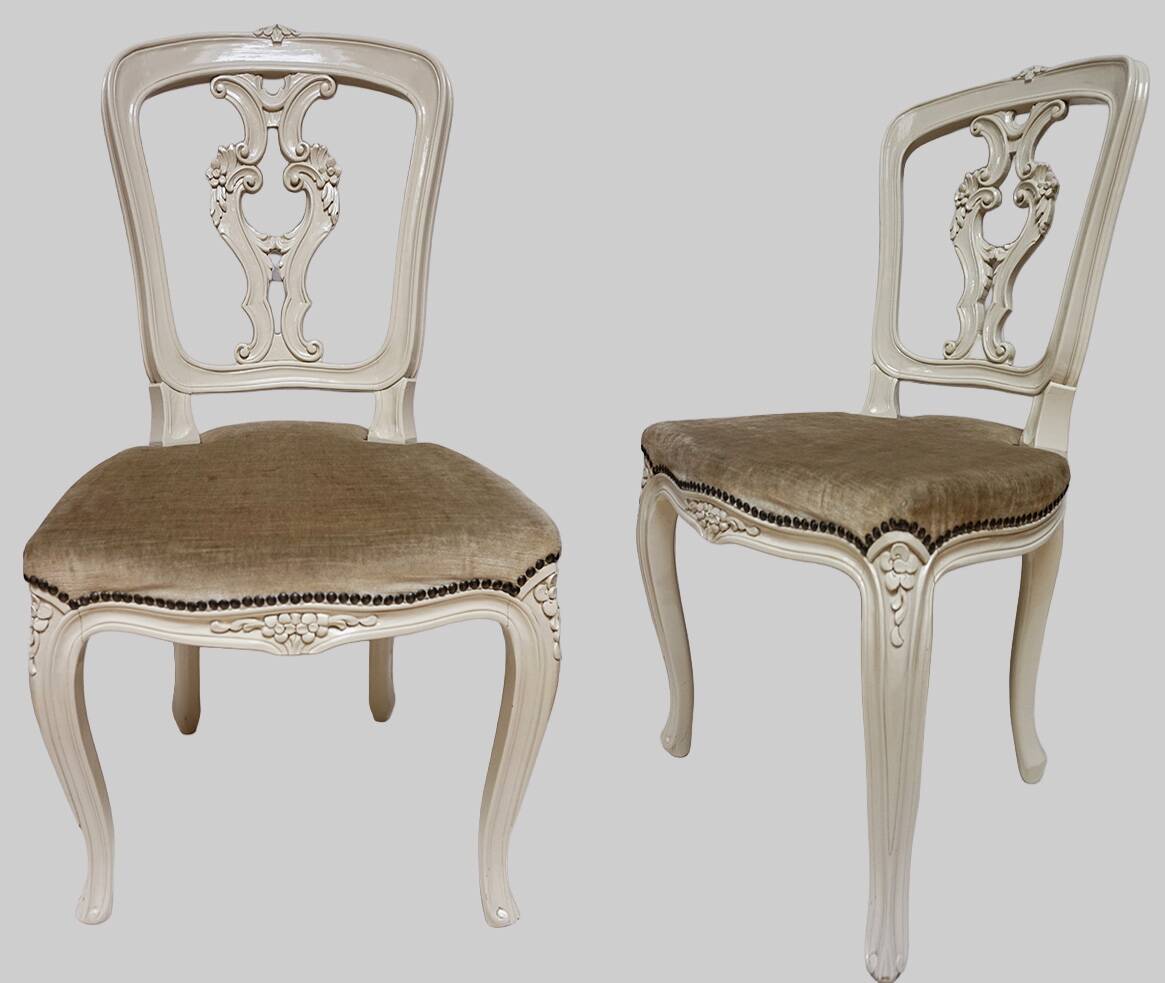 Louis XV Baroque Style Lacquered Chairs, Set of 2