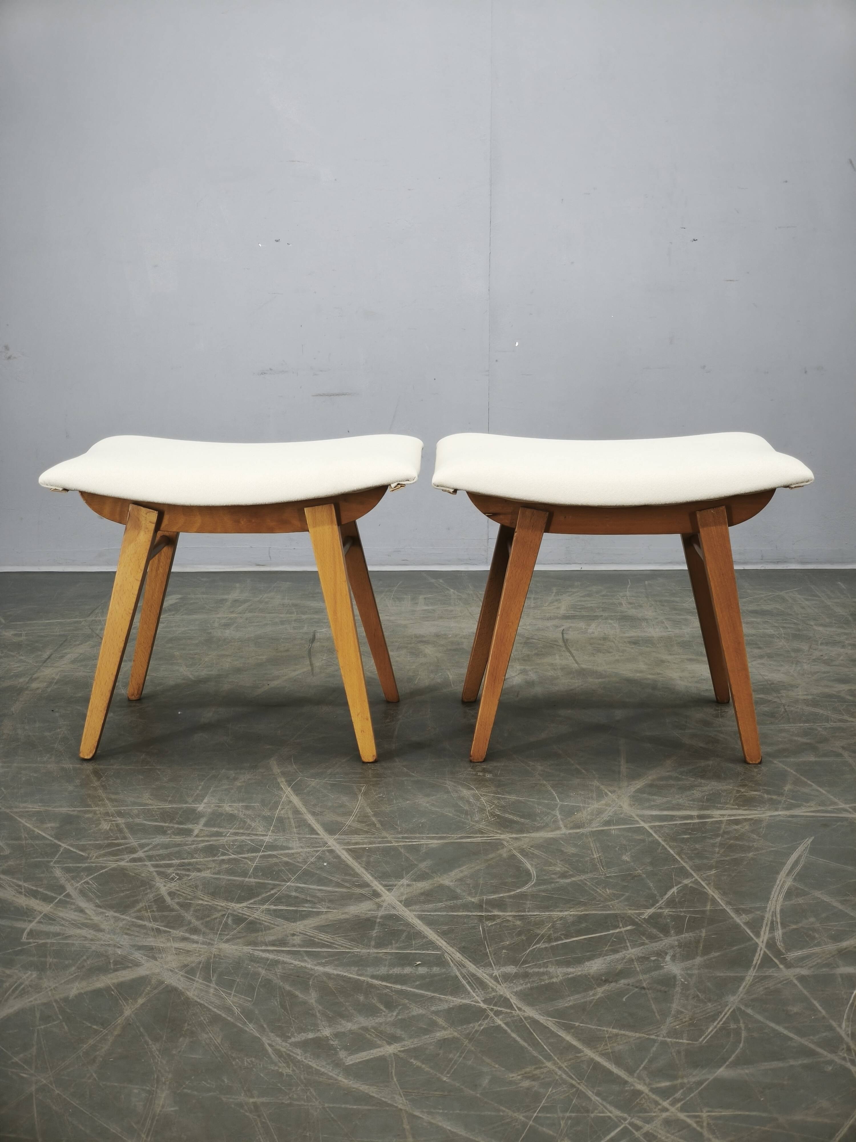 Pair of Beech Wood Stools by Závod Malacky, Czechoslovakia, 1970s