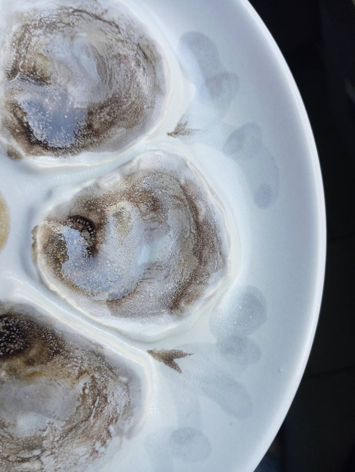 6 St Amand oyster/shellfish slushie plates, 1950s