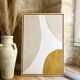 Minimalist yellow and beige linen relief painting
