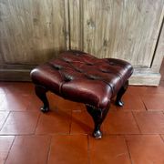 Vintage 1970s Chesterfield red leather footrest