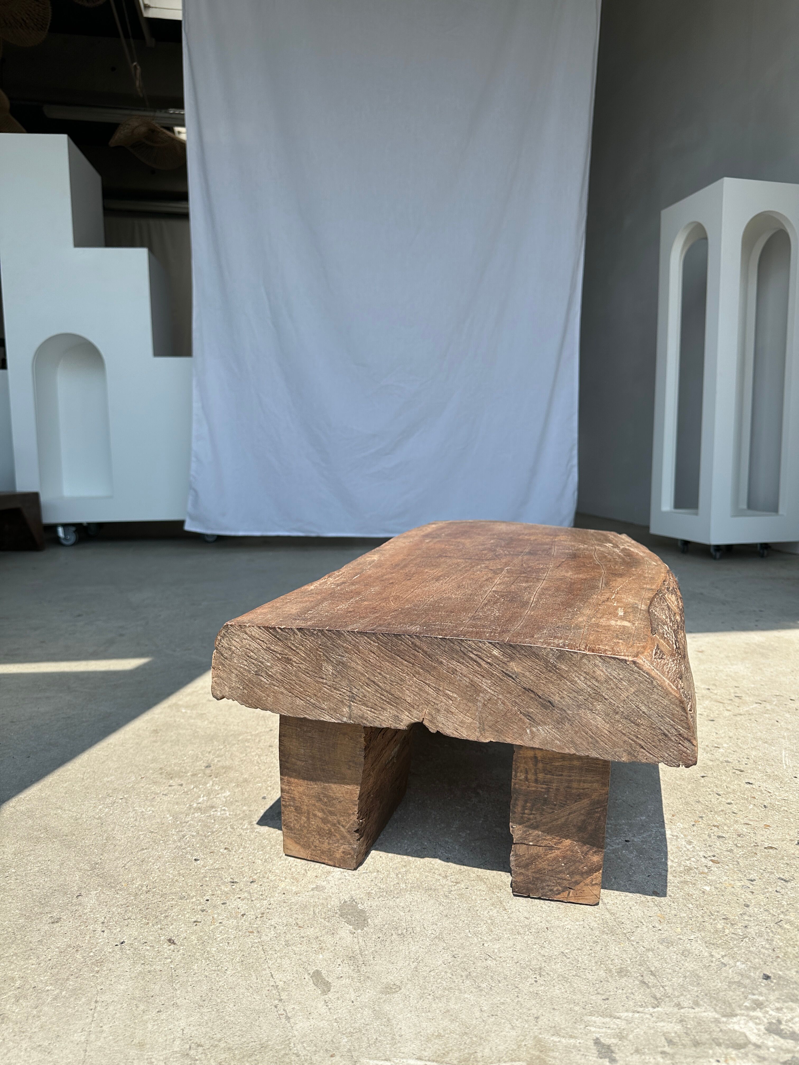 Asian solid wood quadripod brutalist coffee table H30 L81 l42