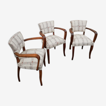 Set of 3 armchairs bridge beige fabric