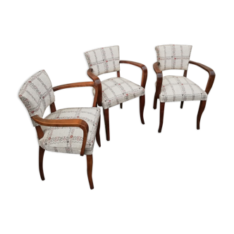 Set of 3 armchairs bridge beige fabric