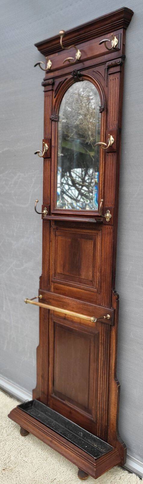 Monumental Art Nouveau wardrobe • walnut & brass