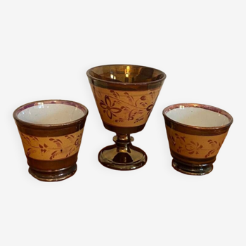 Trio of Jersey earthenware cups