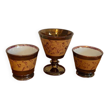 Jersey earthenware trio of cups