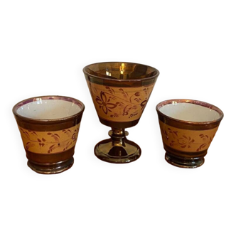 Trio of Jersey earthenware cups