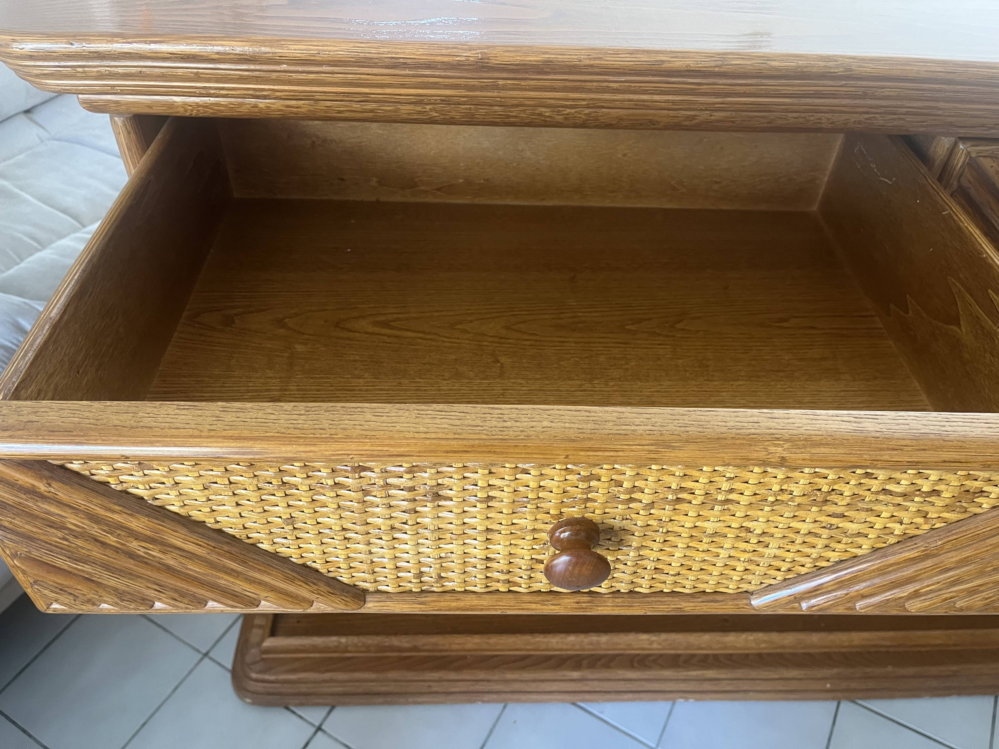 Buffet, vintage wicker commode in Riviera style, 1970s.