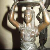 Pair of antique Egyptian-style spelter torches.