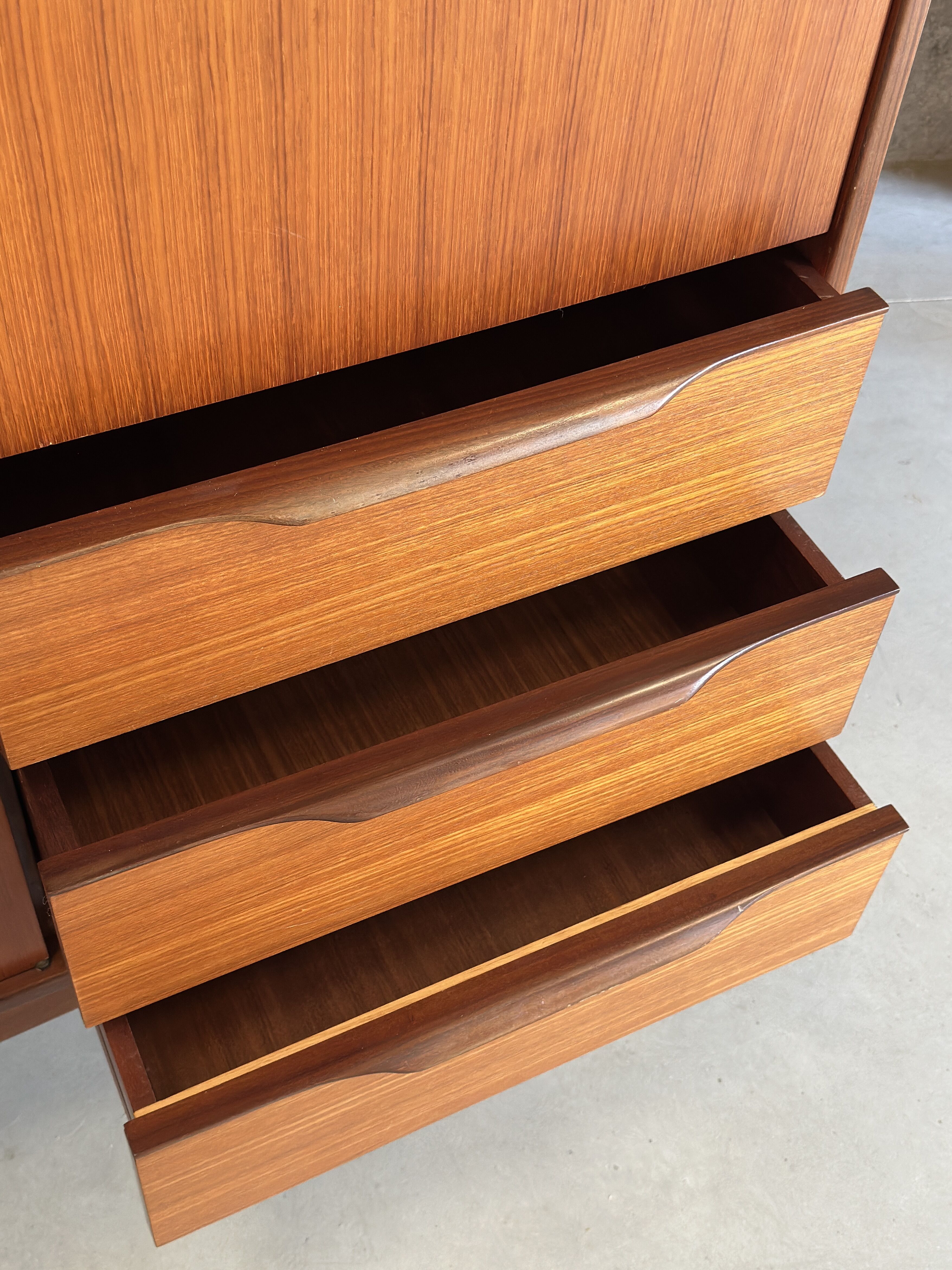 Very beautiful Scandinavian highboard in teak from the 1960s.