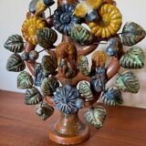 Antique terracotta tree of life candlestick