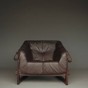 Rare pair of model MP-91 leather lounge chairs by Percival Lafer