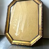 Cadre métallique octogonal antique en laiton 30 cm x 23 cm