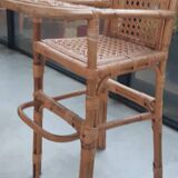Chaise haute pour poupée en rotin vintage
