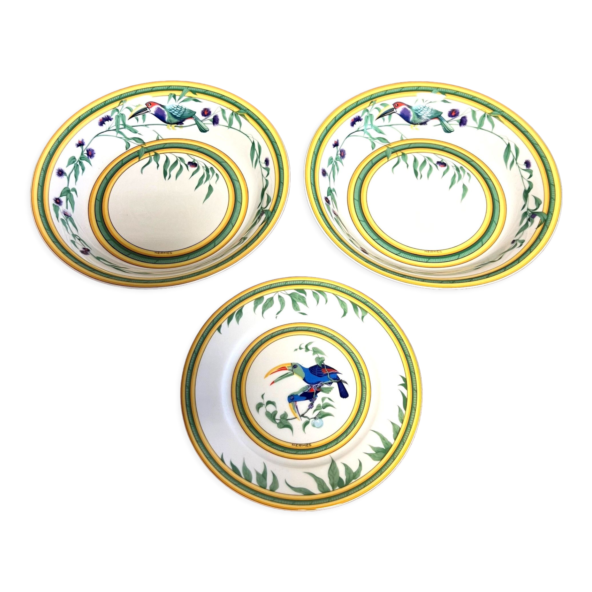 Lot De 2 Assiettes à Dessert Digoin Sarreguemines Modèle Sylvia Vert