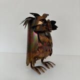 Brutalist owl sculpture, vintage 1970s