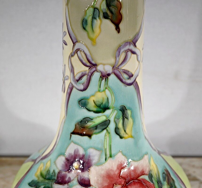 Important earthenware vase by Longchamp, Art Nouveau - 1900