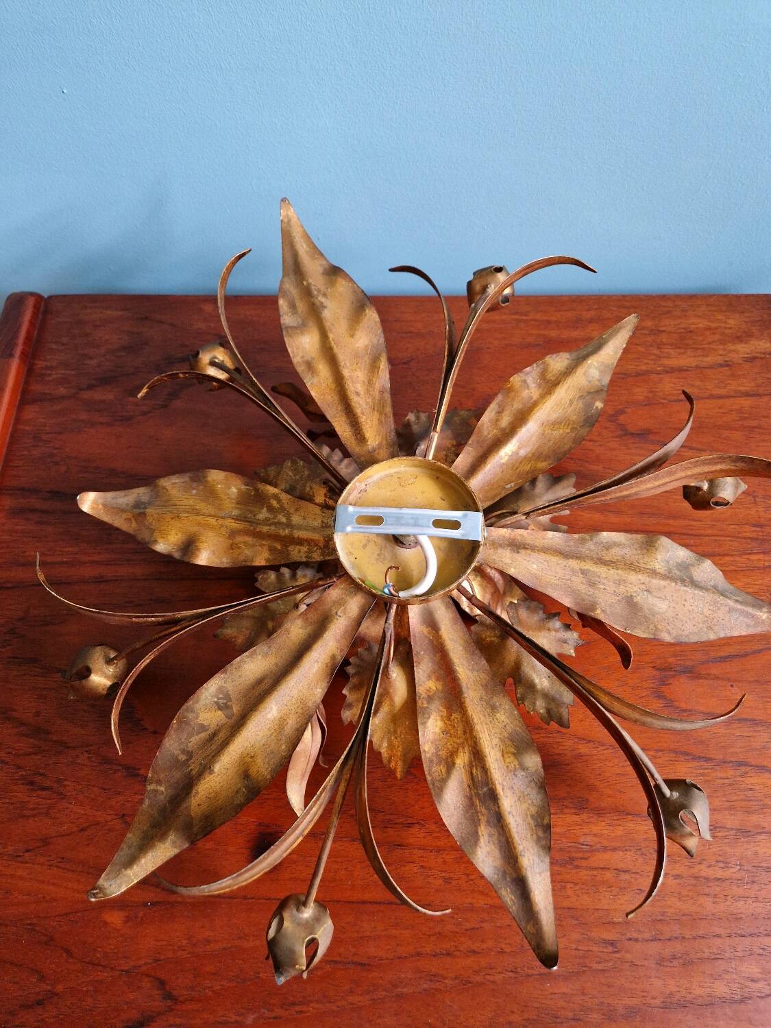 Italian ceiling light in gold-tone metal, 1970s
