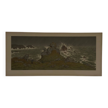 Lithographie par Henri Rivière La Féérie des Heures - La Tempête
