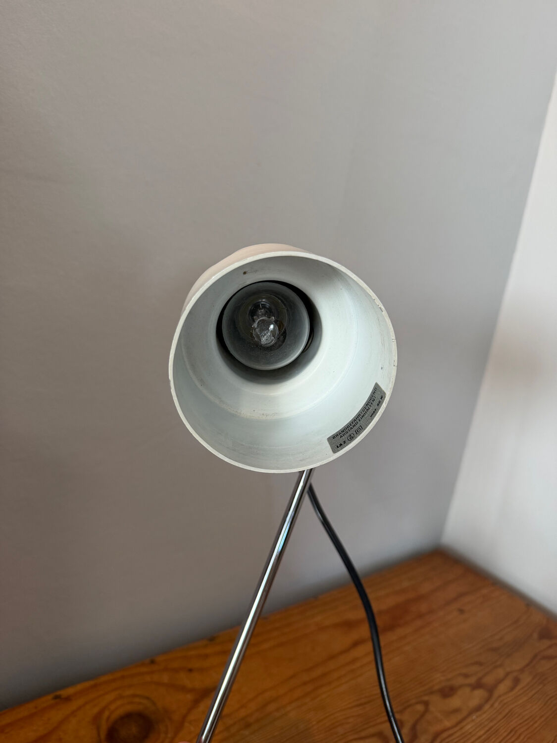 White aluminium designer table lamp made in Germany vintage