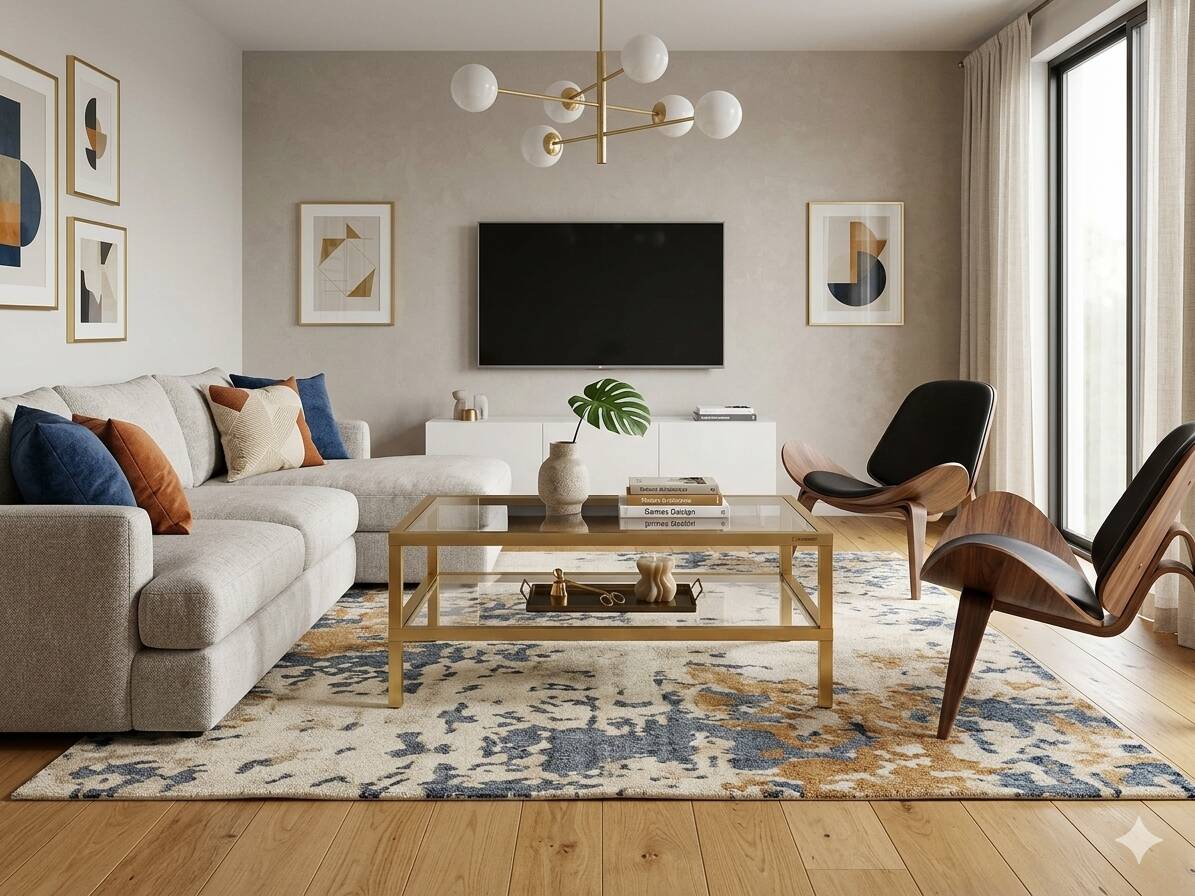 Table basse Pierre Vandel en métal doré brossé années 70