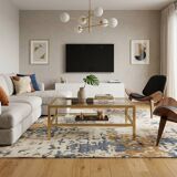 Table basse Pierre Vandel en métal doré brossé années 70