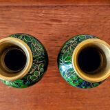 Paire de vases cloisonnés émaillés