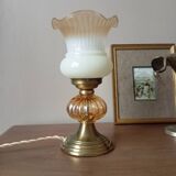 Lampe à poser ambiance rétro, globe tulipe création unique