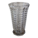 Vintage transparent cut glass pedestal vase