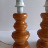 Pair of wooden lamp legs turned vintage 70s