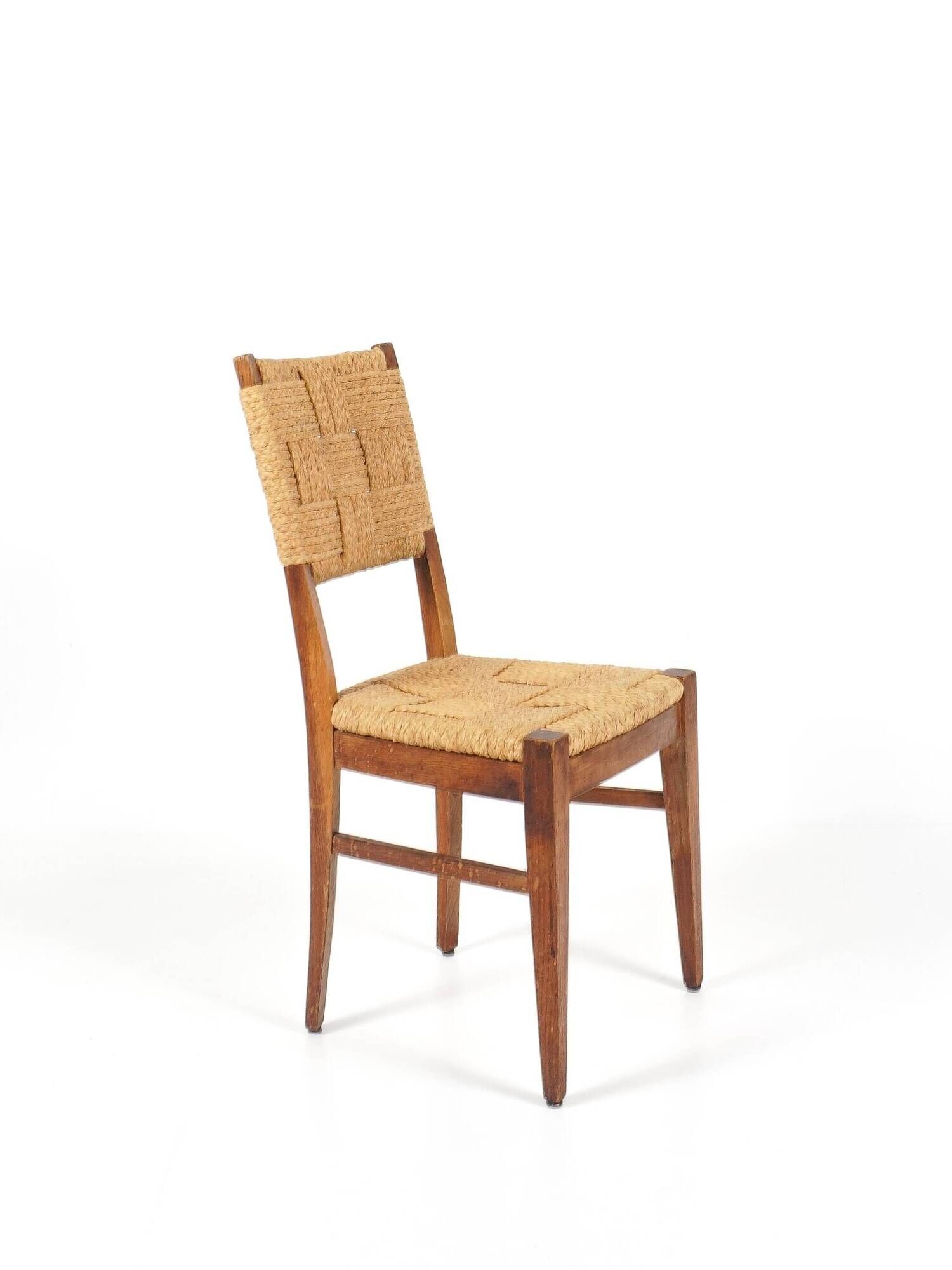 Audoux & Minet - Set of 4 vintage oak and rope chairs, circa 1950