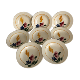 8 assiettes creuses, Sarreguemines, modèle Cocorico