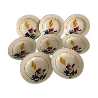 8 hollow plates, Sarreguemines, Cocorico model