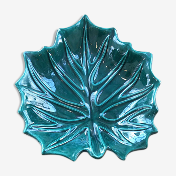 Vallauris green ceramic leaf dish