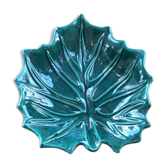 Vallauris green ceramic leaf dish