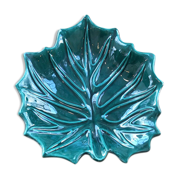 Vallauris green ceramic leaf dish