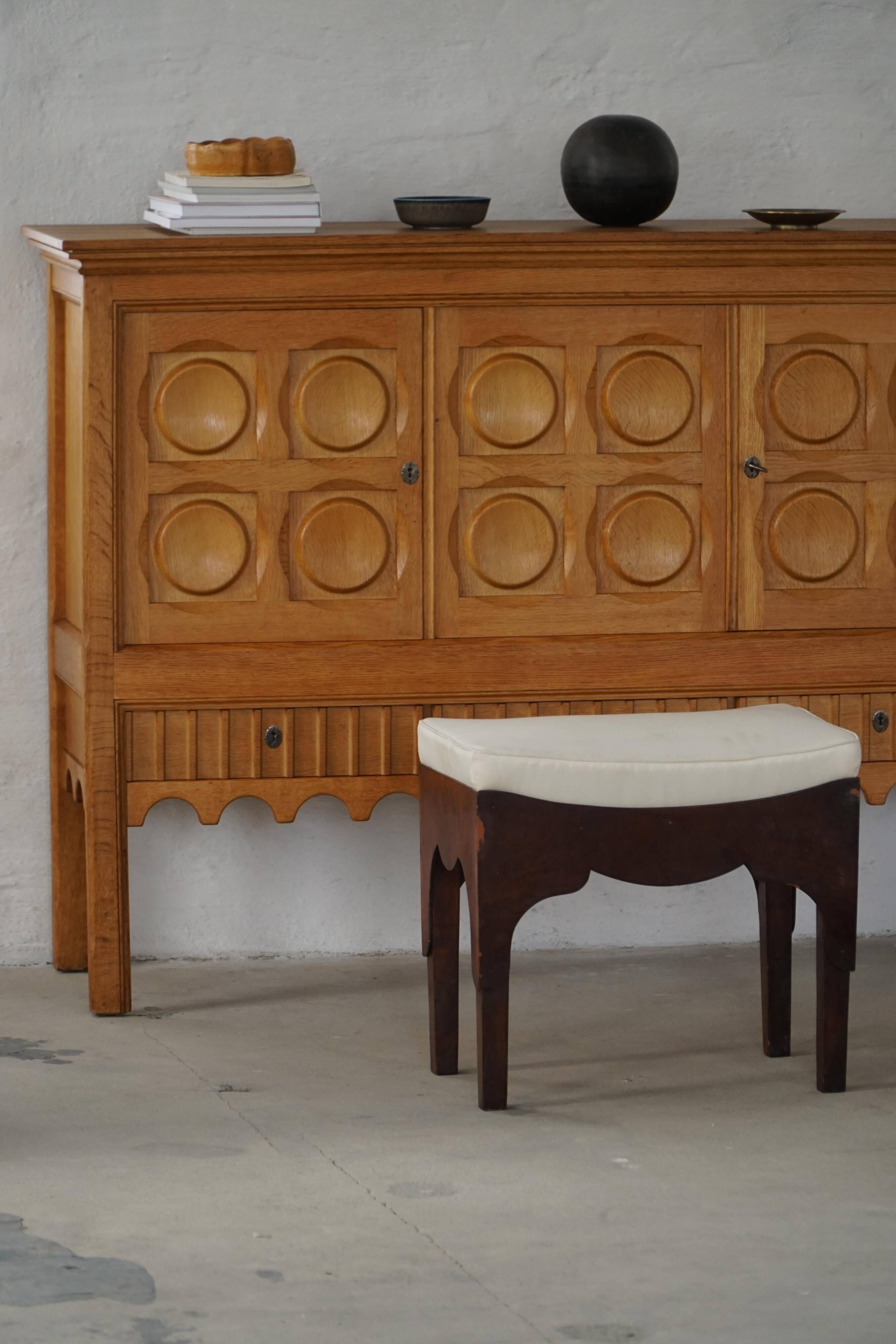 Early 20th-century mahogany vanity stool, made by a Danish cabinetmaker.