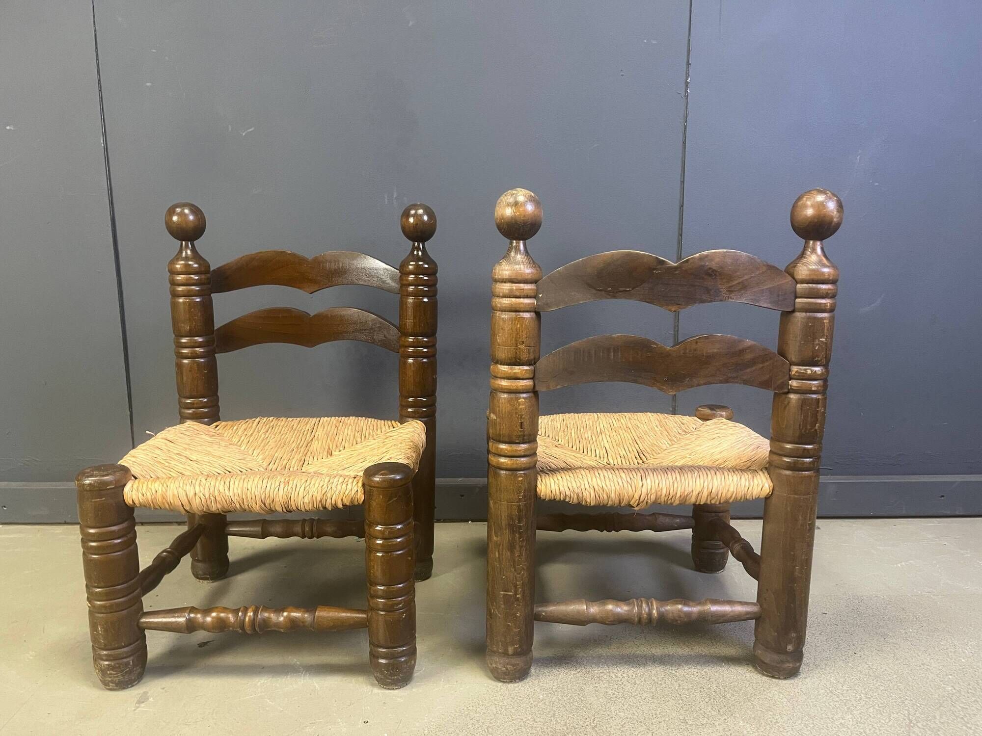 Charles Dudouyt (attr) brutalist children's chairs, set of 2, 1960s