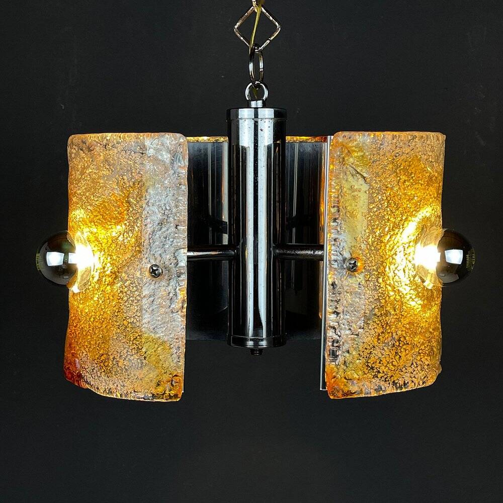 Murano glass chandelier ice mid-century by Av Mazzega, Italy, 1970s