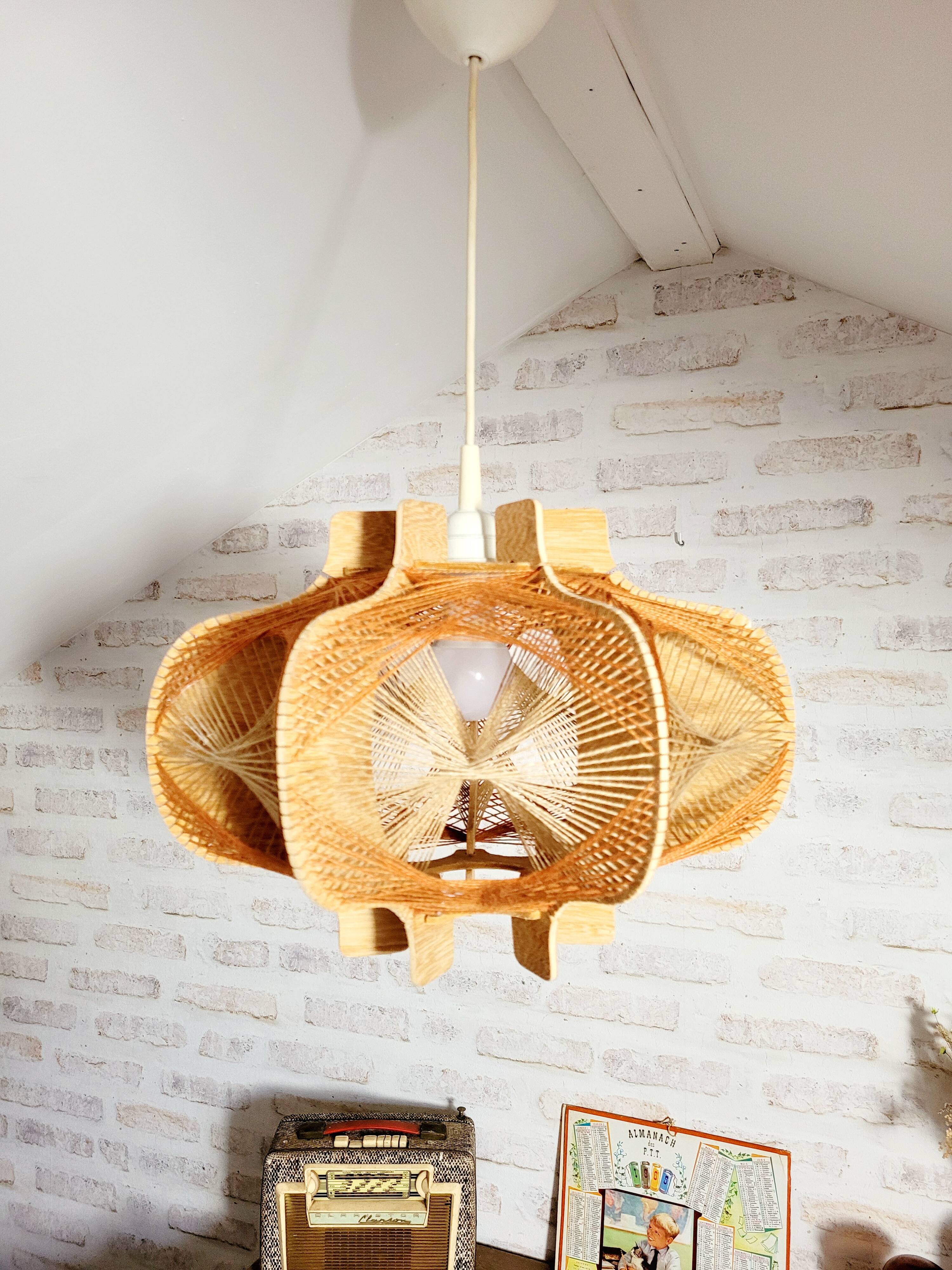 Scandinavian vintage wire pendant light