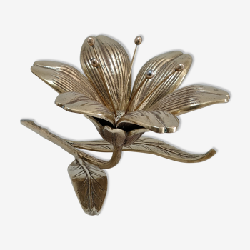 Sculptural flower solid brass ashtray 60/70s