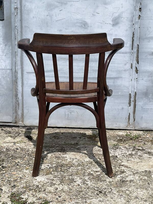 Authentique fauteuil Baumann en bois tourné vintage
