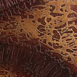 Table basse brutaliste en bois et cuivre, 1970