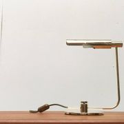 Mid-century minimalist brass table lamp by Rosemarie & Rico Baltensweiler for Baltensweiler.