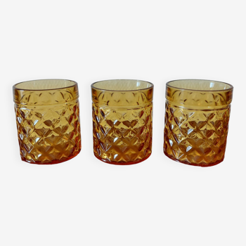 Set of 3 vintage amber glasses