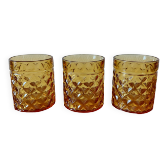 Lot de 3 verres ambré vintage