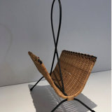 Rattan and black lacquered metal magazine racks